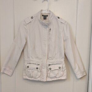 Ann Taylor Petites 6P Utility Jacket Zip Up Cream